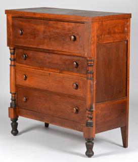 Appraisal: TN Sheraton Chest of Drawers Ebonized Feet Late Sheraton Classical