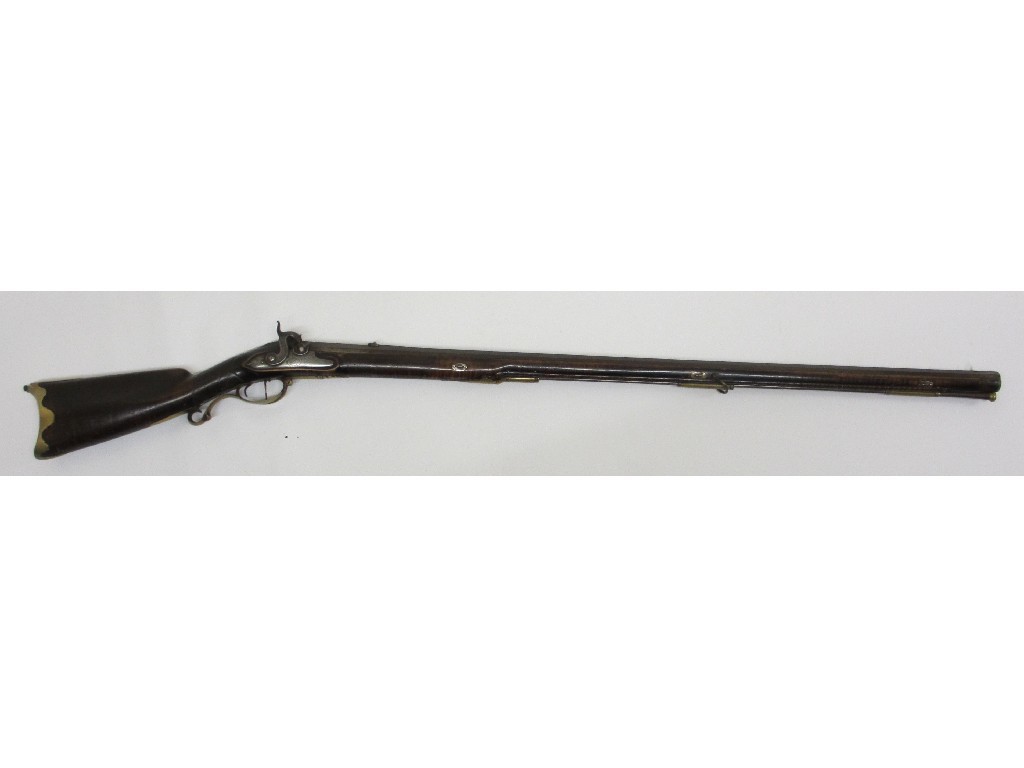 Appraisal: An early th century Continental percussion cap rifle with octagonal