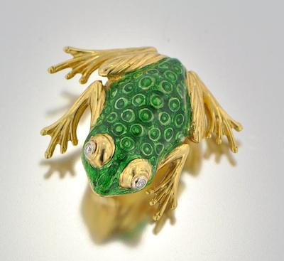 Appraisal: An Italian k Gold and Enamel Frog Pin k yellow