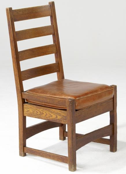 Appraisal: L J G STICKLEY Ladderback side chair with arched rails