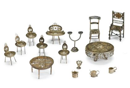 Appraisal: Group of Continental miniature silver furniture late th early th