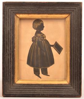 Appraisal: Unidentified Gold Embellished Silhouette of a Young Girl attributed to