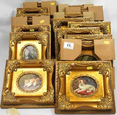 Appraisal: A Collection of Various Reproduction Miniature Paintings of Cats Chickens