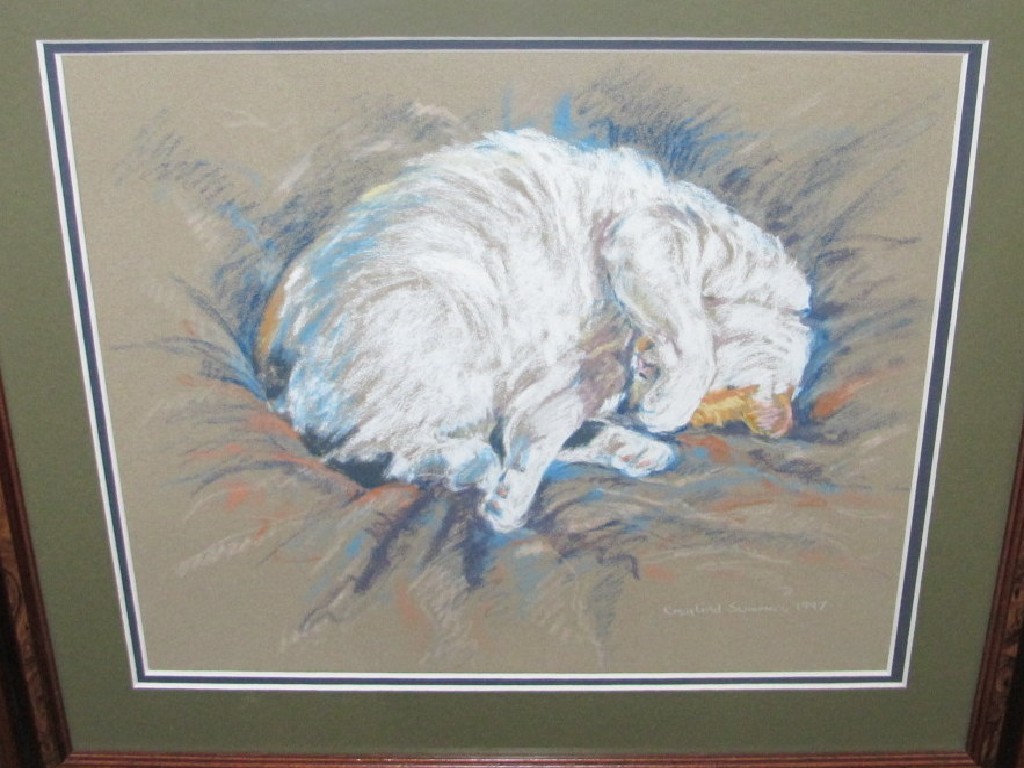 Appraisal: ROSALIND SUMMERS Pastel 'Sleeping Cat' signed and dated