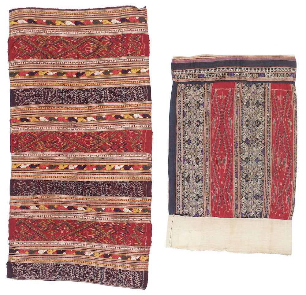 Appraisal: Lao Ceremonial Skirts with Ikat Ceremonial skirts sin mi vertical