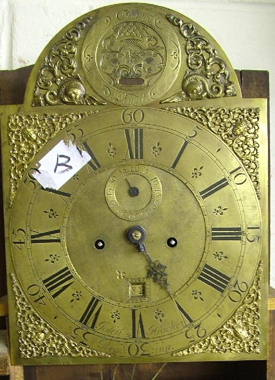 Appraisal: Oak and mahogany eight day longcase clock arched brass dial