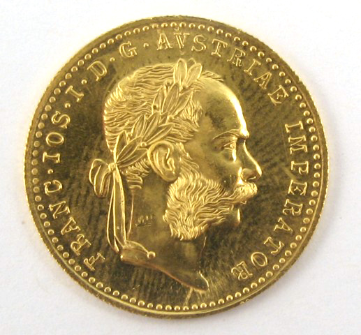 Appraisal: AUSTRIAN ONE DUCAT GOLD COIN official restrike pieces struck between