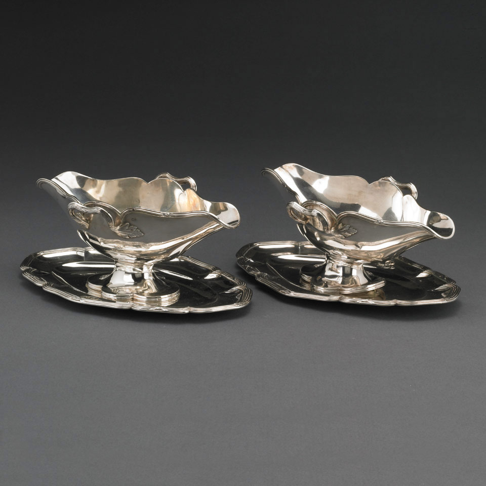 Appraisal: Pair of French Silver Sauce Boats Emile Puiforcat Paris early