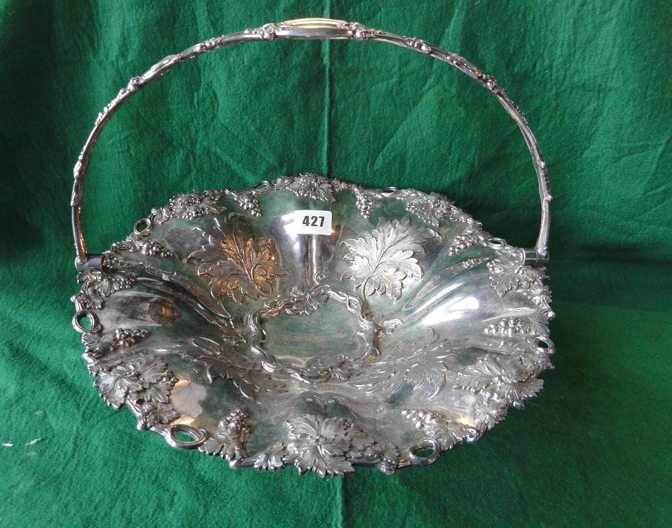 Appraisal: A Victorian silver fruit bowl with heavily engraved grape and