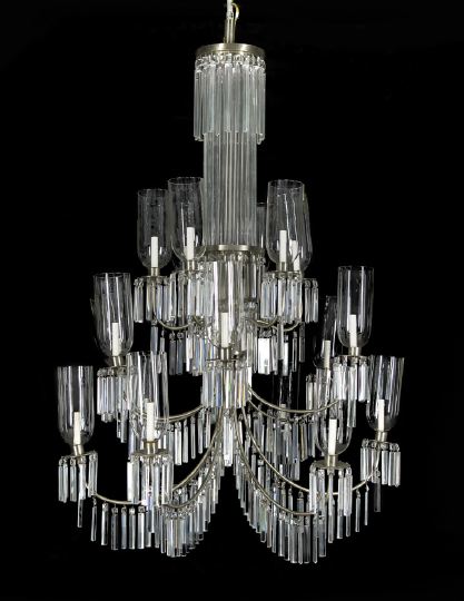 Appraisal: Striking American Art Deco Tiered Eighteen-Light Chandelier second quarter th