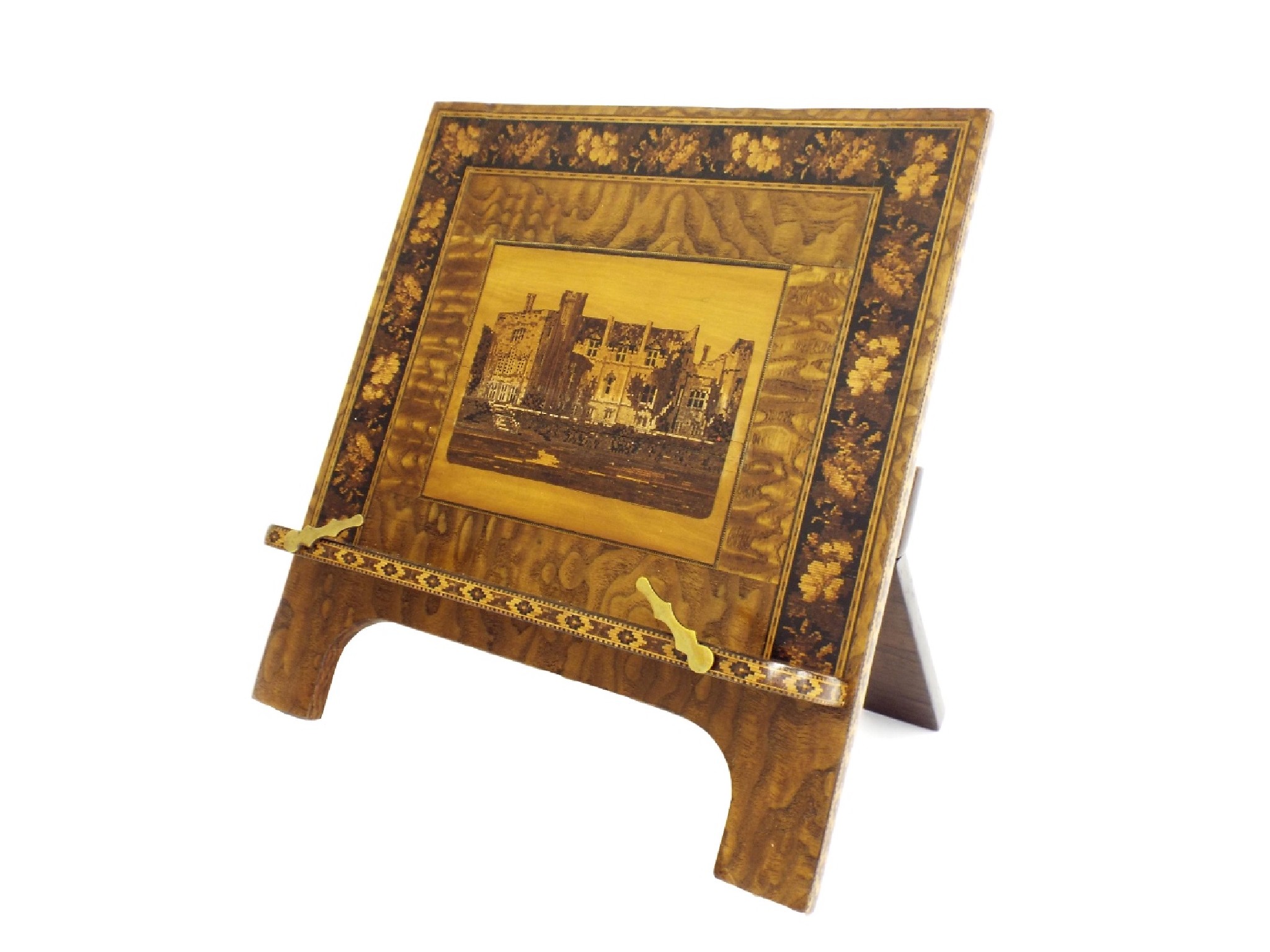 Appraisal: Tunbridge ware book rest with panel of Penshurst Place with