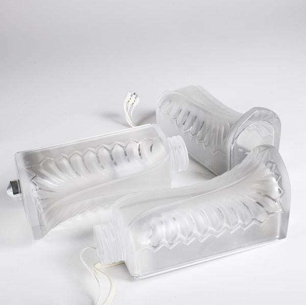 Appraisal: LALIQUE Three Palm wall sconces with frosted glass cover and