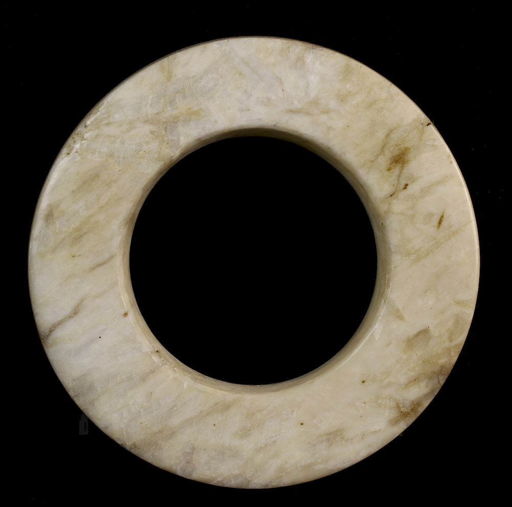 Appraisal: Jade Bi Disc Of circular form pierced through the center