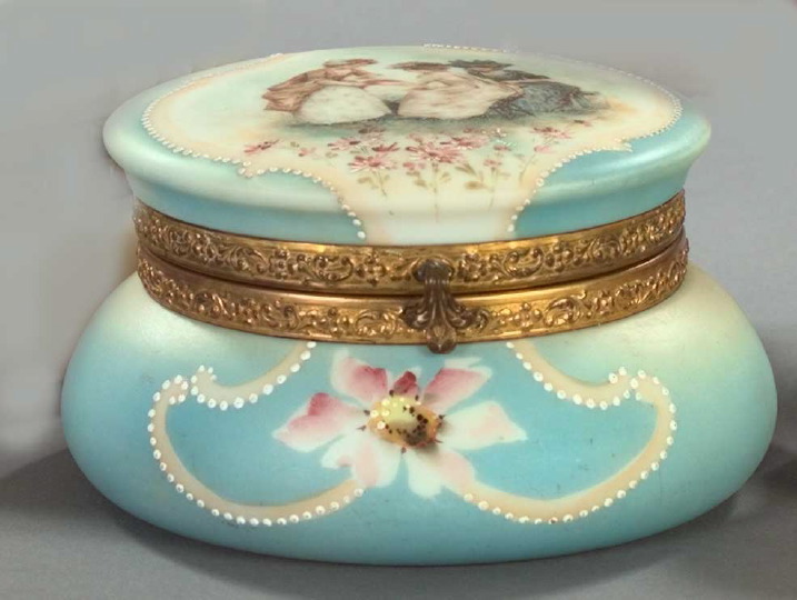 Appraisal: Rare C F Monroe Gilt-Brass-Mounted Nakara Glass Dresser Box fourth