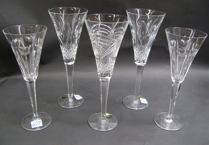 Appraisal: GROUP OF IRISH WATERFORD CUT CRYSTAL FLUTES in patterns to