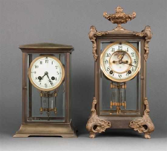 Appraisal: Ansonia brass and beveled crystal regulator clock and a similar