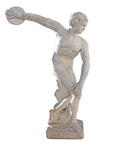 Appraisal: Cast stone garden statuary Discobolus mid th c modeled after