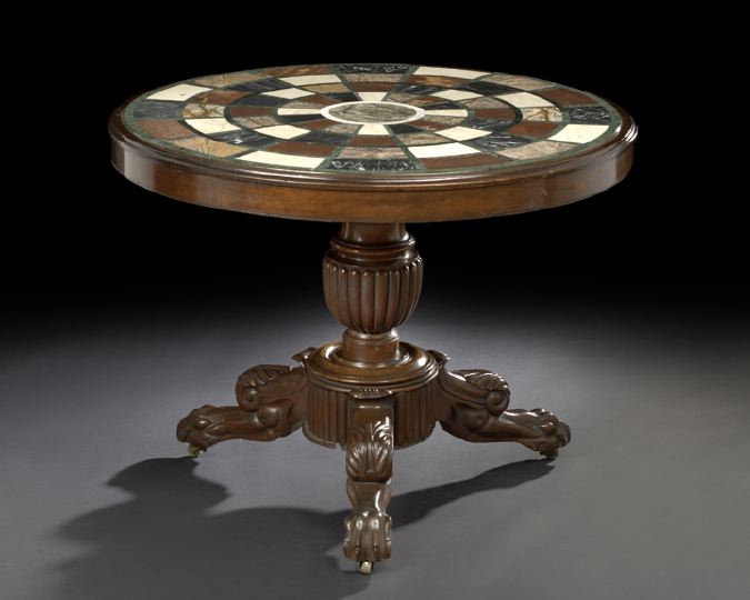 Appraisal: Louis-Philippe Mahogany and Marble-Top Center Table mid- th century the