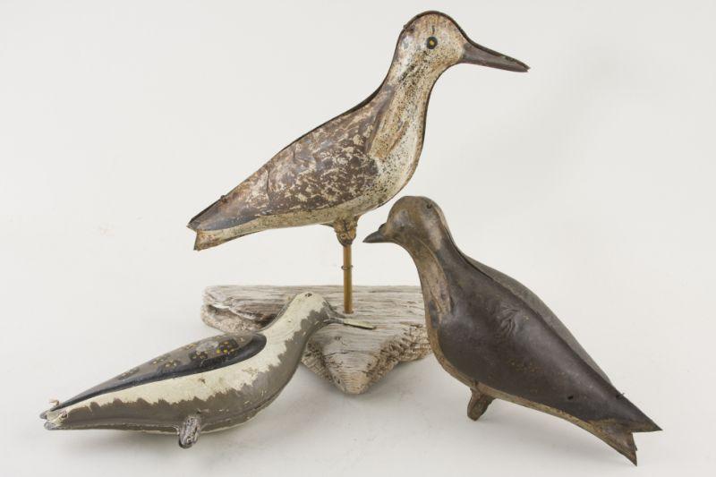 Appraisal: Three Tin Shorebirds All x x The Estate of the