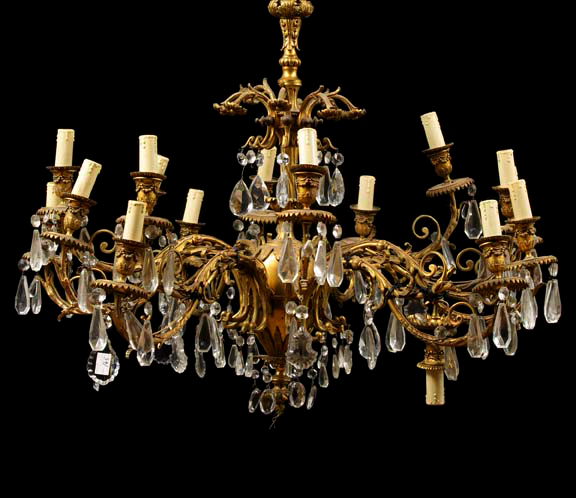 Appraisal: Napoleon III Gilt-Brass and Cut Glass Sixteen-Light Chandelier mid- th