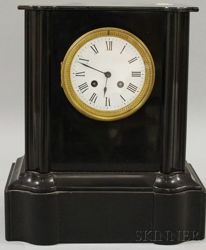 Appraisal: French Belgian Slate Mantel Clock with white Roman numeral enameled