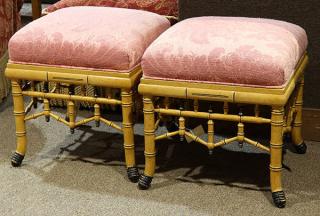 Appraisal: Pair of Edwardian style stools Pair of Edwardian style stools