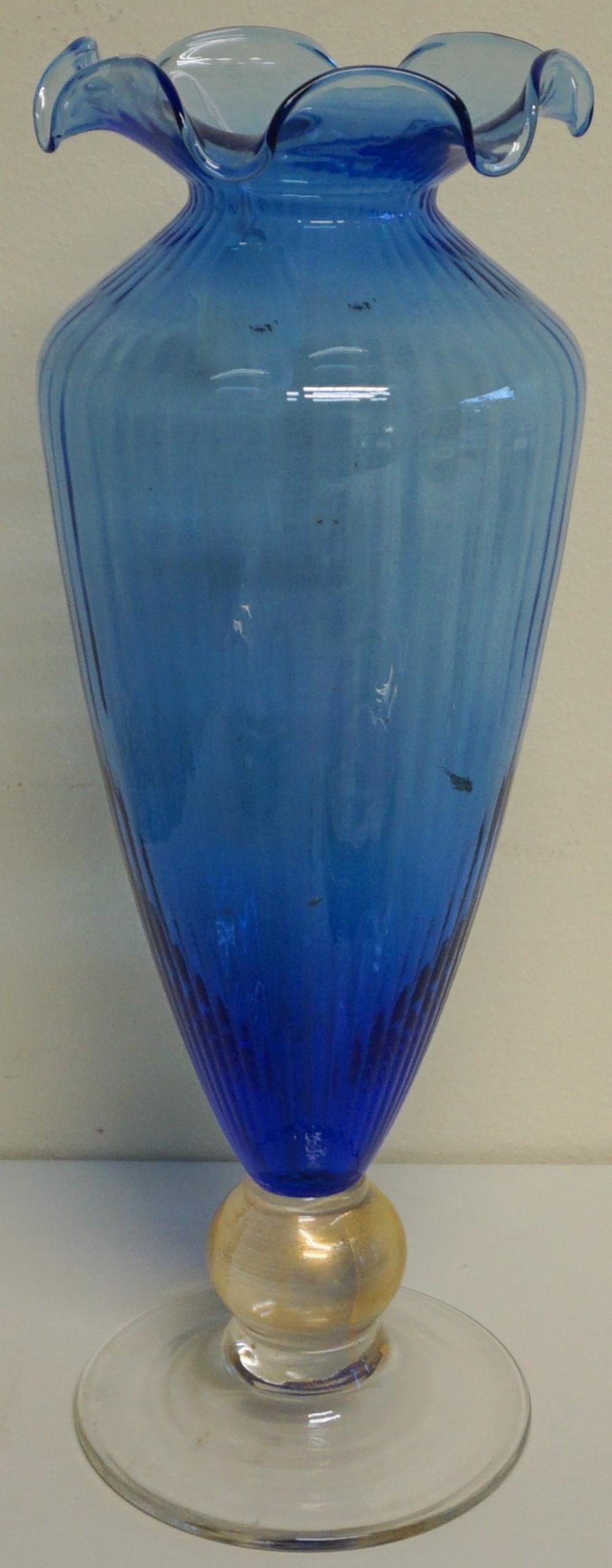 Appraisal: Contemporary Pale Blue Glass Pedestal Vase Possibly Murano H in