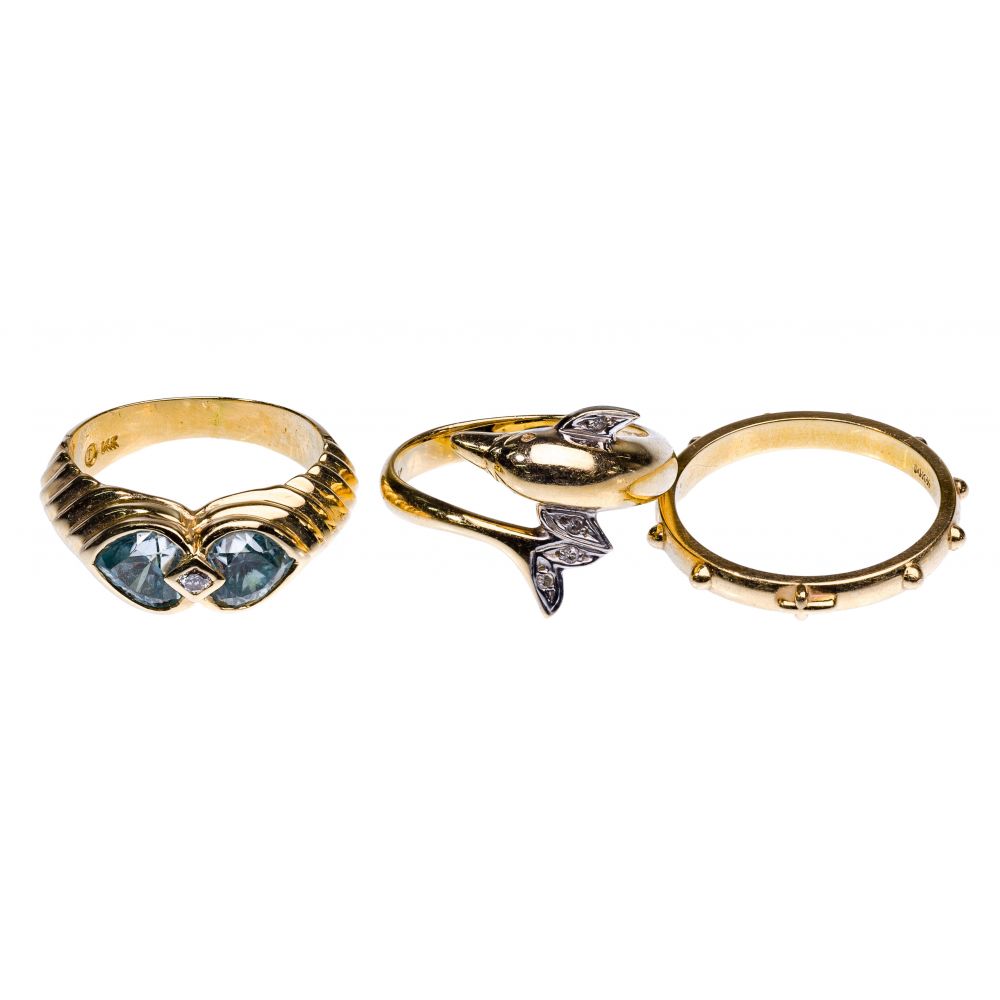 Appraisal: K YELLOW GOLD AND GEMSTONE RING ASSORTMENT rings including having