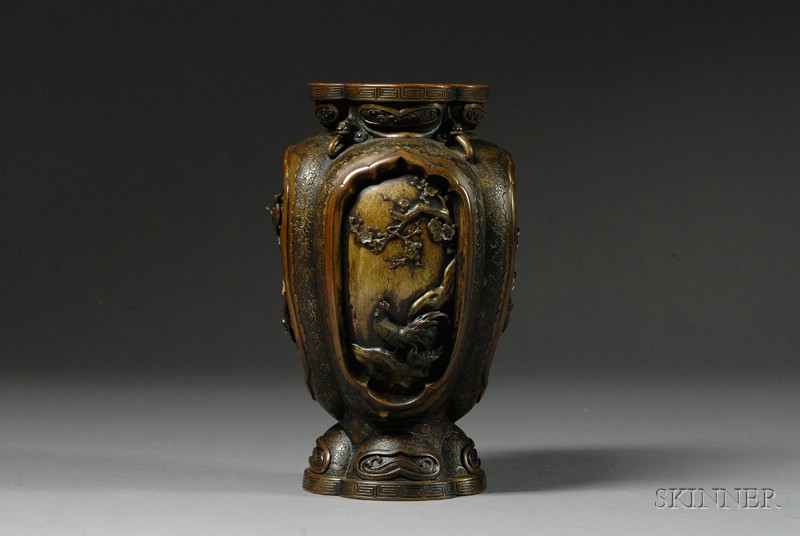 Appraisal: Bronze Vase Japan Meiji period - lobated form with inset