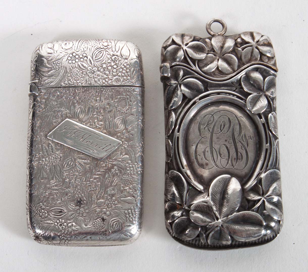 Appraisal: Frank Whiting sterling silver match safe with flower decoration together