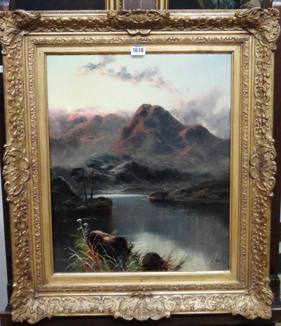 Appraisal: D Hicks th th century Highland loch scenes a pair