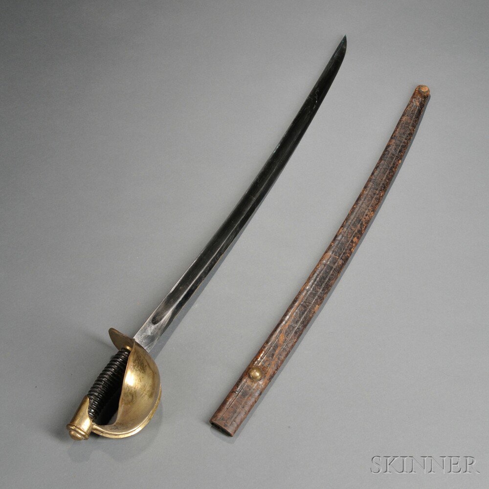 Appraisal: Model Naval Cutlass and Scabbard c late th century brass