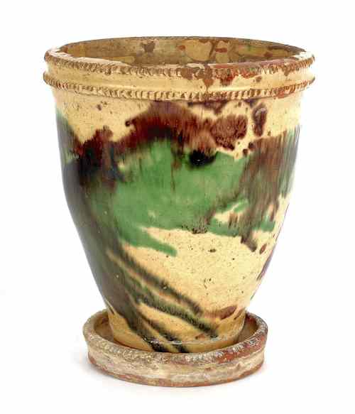 Appraisal: Shenandoah Valley redware flower pot late th c with vibrant