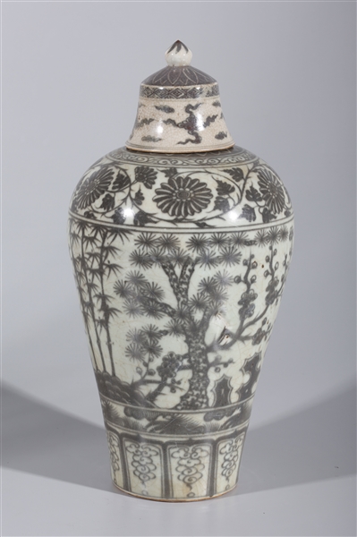 Appraisal: Chinese porcelain temple jar high domed lipped lid with handle