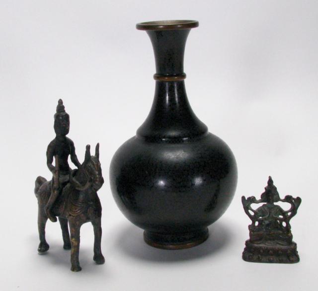 Appraisal: '' Chinese Black Cloisonne Vase '' high India Bronze Cast