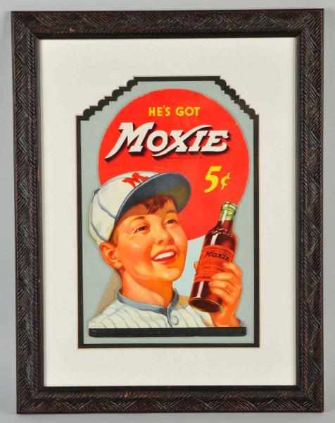 Appraisal: Cardboard Moxie Die-Cut Sign Description s Beautifully framed and matted