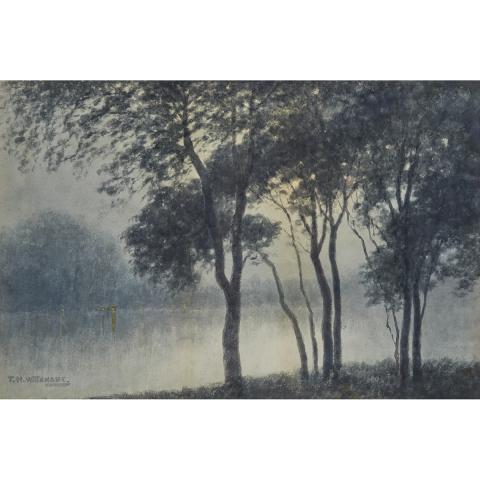 Appraisal: T H Watanabe th th Century EVENING LAKE VIEW WITH