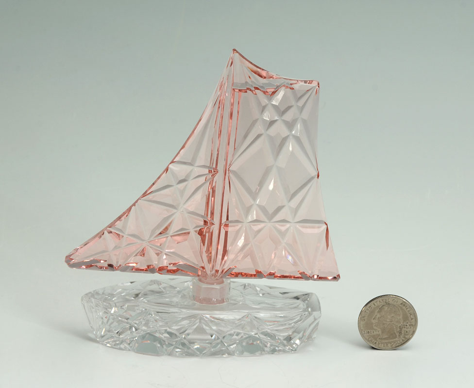 Appraisal: CRYSTAL FIGURAL SAILBOAT PERFUME BOTTLE Clear cut crystal boat form