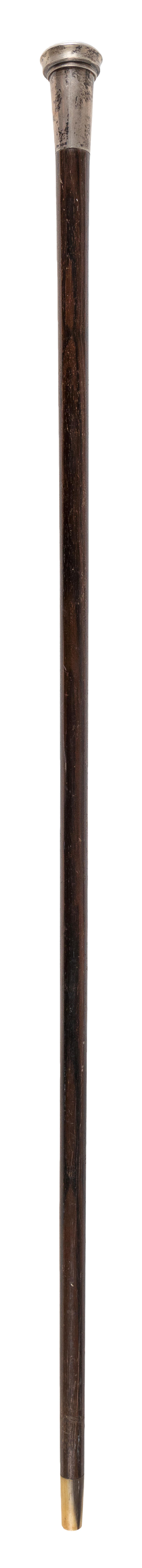 Appraisal: ENGLISH MACASSAR EBONY WALKING STICK WITH STERLING SILVER HEAD Late