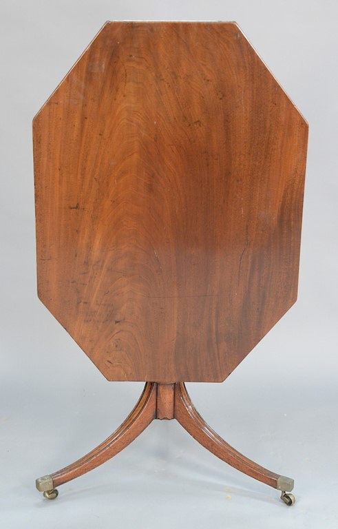 Appraisal: George III mahogany top table on plain turned shaft set