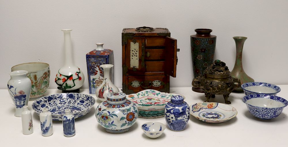 Appraisal: Large Grouping Of Assorted Asian Bronzes And Porcelains To include