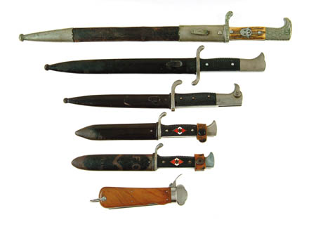 Appraisal: LOT OF NAZI KNIVES AND BAYONETS WKC unslotted dress bayonet