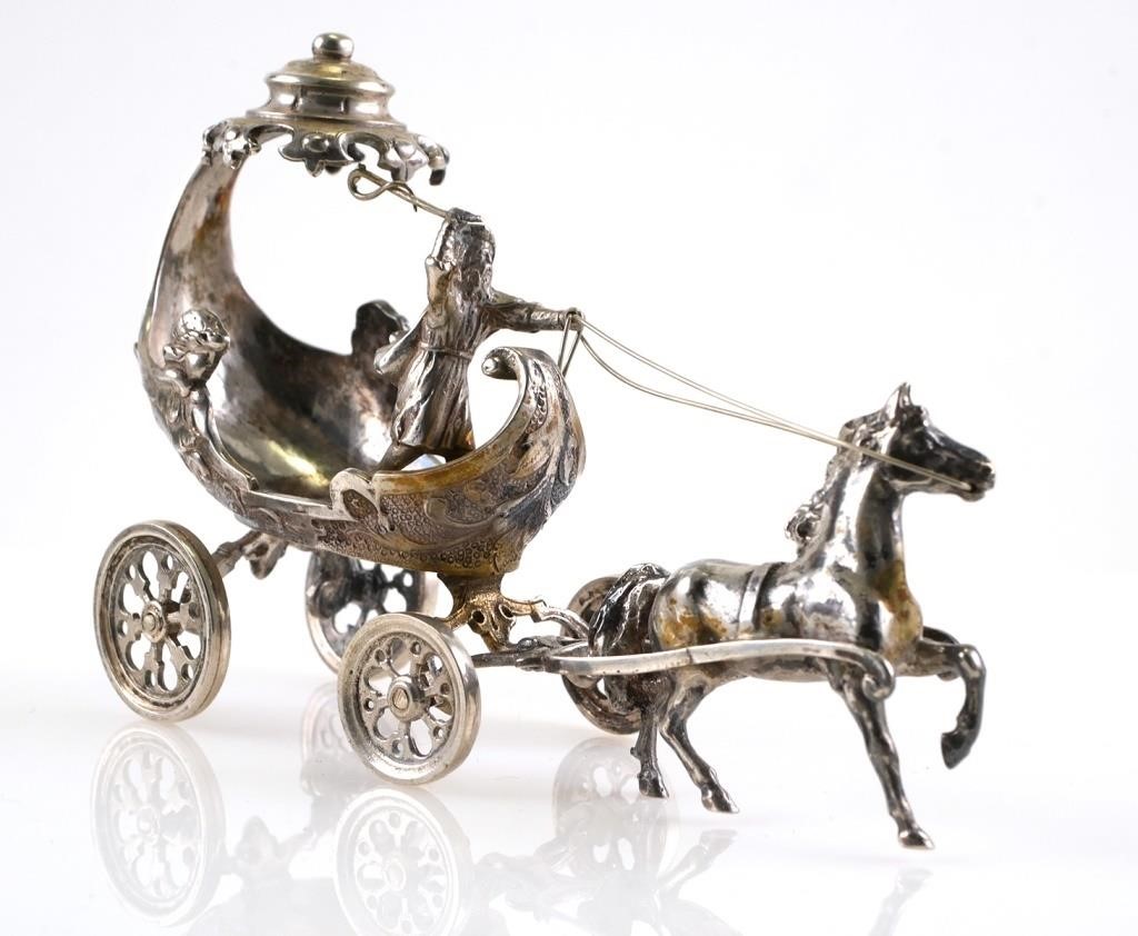 Appraisal: Carriage features two angels with wings on the sides Measures