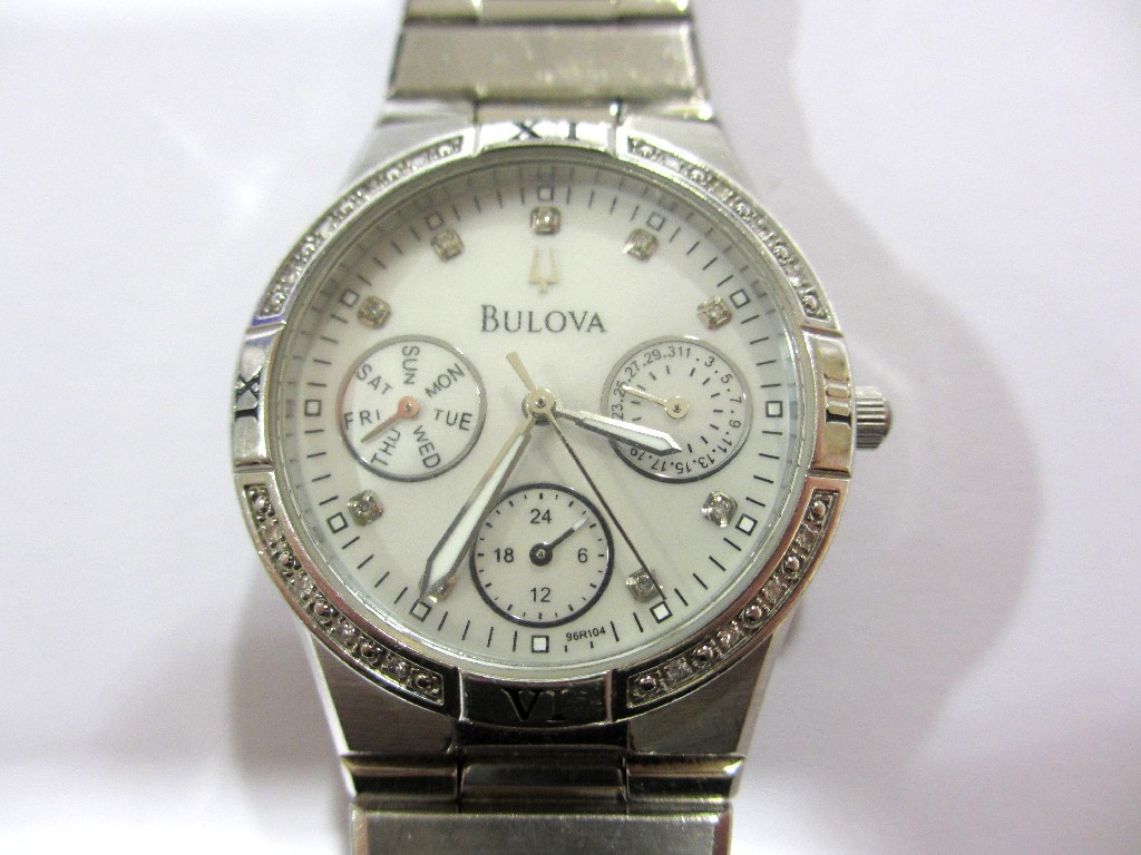 Appraisal: A ladies Bulova Windemere stainless steel and diamond wrist watch