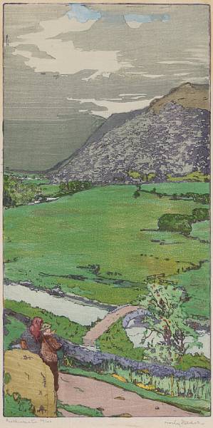 Appraisal: Frank Morley Fletcher British American - Brotherswater c Woodcut printed