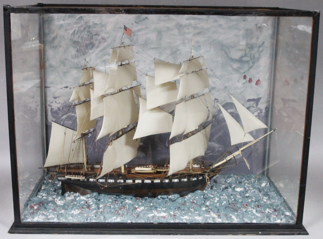 Appraisal: A thC cased galleon realistically modelled with decking lifeboats figures