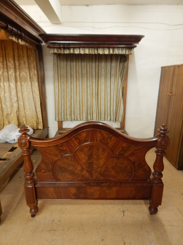 Appraisal: A Victorian mahogany half tester bed the canopy with a