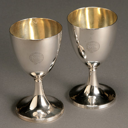 Appraisal: Pair of George III Silver Wine Goblets Robert Gaze London