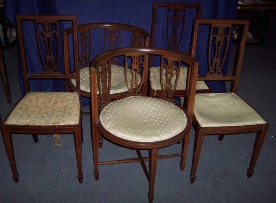 Appraisal: A pair of Edwardian mahogany and inlaid tub chairs and