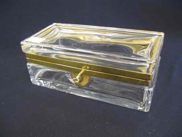 Appraisal: Cut Crystal Rectangular Dresser Box ormolu mounts locking '' x